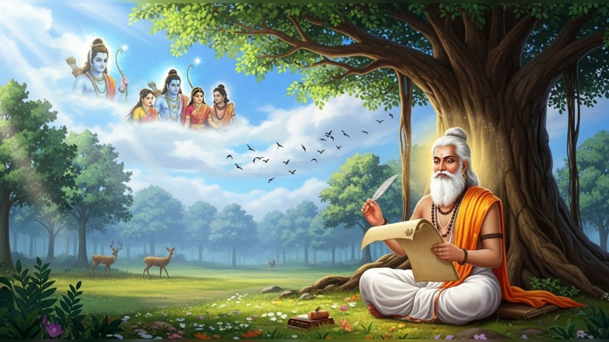 The ancient Valmiki Ashram tucked away in a serene, green corner of the forest near the riverbank